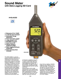 Thumbnail of document Data Sheet - HHSL402SD Handheld, 30 to 130 dB Digital Sound Meter w/Data Logger